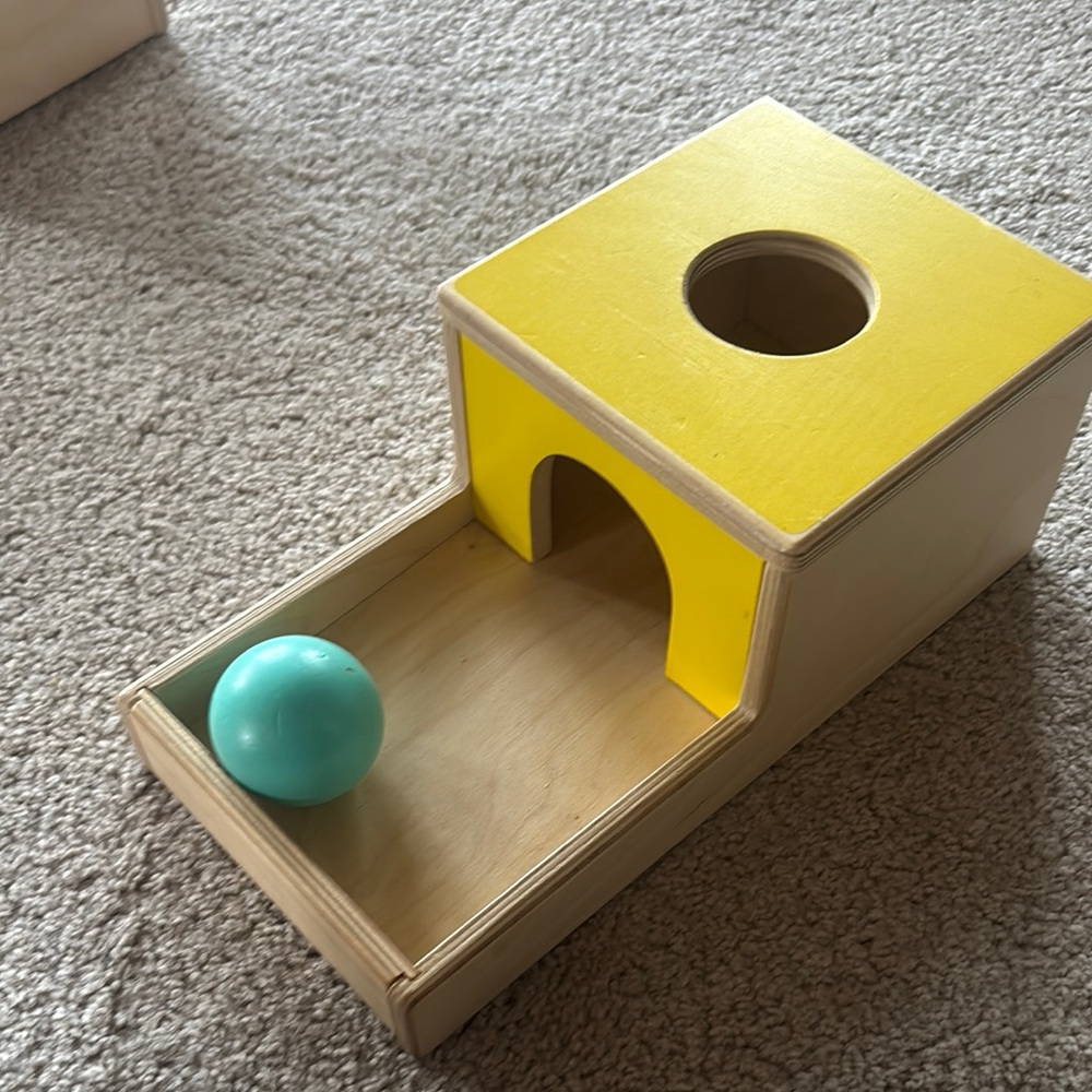 Yellow Wooden Ball Drop Toy for Kids